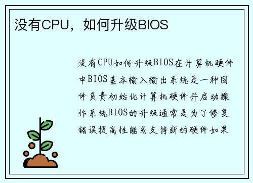 没有CPU，如何升级BIOS